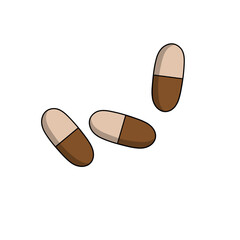 Illustration of brown and beige capsules, representing medication and health. Perfect for medical, pharmaceutical, or wellness content.