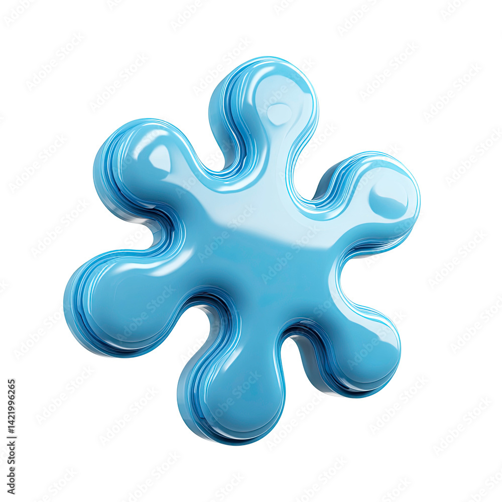 Poster Abstract 3D Render of a Glossy Blue Blob Shape with a Unique Design Ideal for Branding and Design Projects