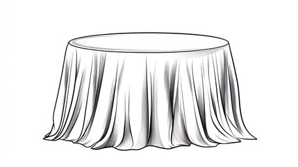 Empty Round Tablecloth, Interior Design, Blank Product Display, Mockup