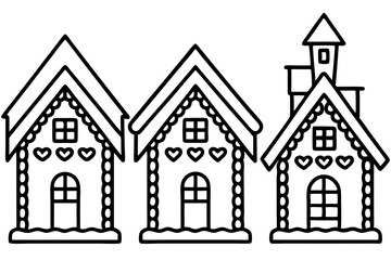 Gingerbread Village Line Art Collection set