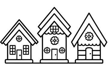 Gingerbread Village Line Art Collection set
