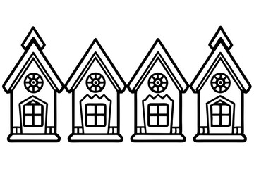 Gingerbread Village Line Art Collection set