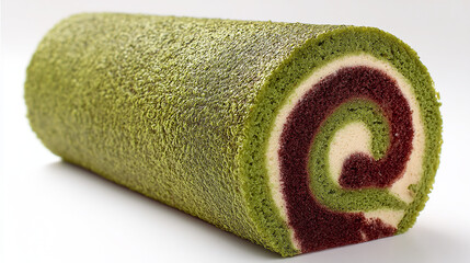 Matcha roll cake with red bean filling clean slice r