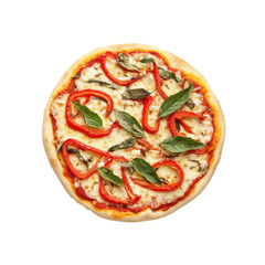 Delicious Homemade Pizza with Roasted Red Peppers and Basil