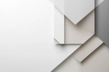 Modern abstract geometric background with layered paper shapes in neutral tones
