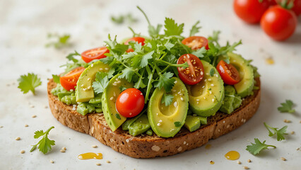 Healthy Fresh Avocado Toast with Toppings