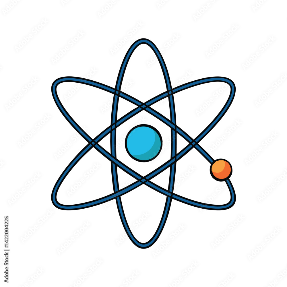 Aufkleber atom vector illustration. abstract atomic structure with orbiting electrons for science and educatio
