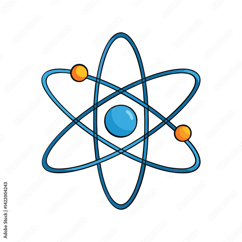 Aufkleber atom vector illustration. abstract atomic structure with orbiting electrons for science and educatio