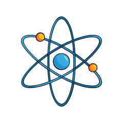 Atom Vector Illustration. Abstract atomic structure with orbiting electrons for science and education design