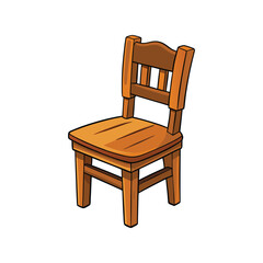 Wooden Chair Vector Illustration. Classic design, detailed wood texture, furniture icon