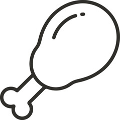 chicken legn outline vector icon on white background