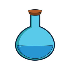 Round Bottom Flask Vector Illustration. Laboratory glassware, chemistry tools, scientific equipment, and chemical experiment vector art.
