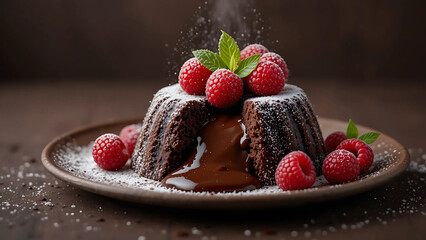 Melting Chocolate Lava Cake with Berries