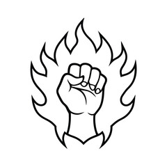 A Clenched Fist Surrounded by Flames