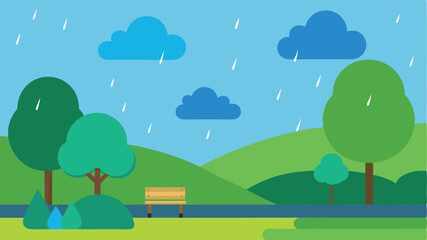 rainy day in the park landscape background