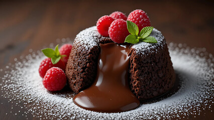 Rich Molten Chocolate Dessert on Plain Background