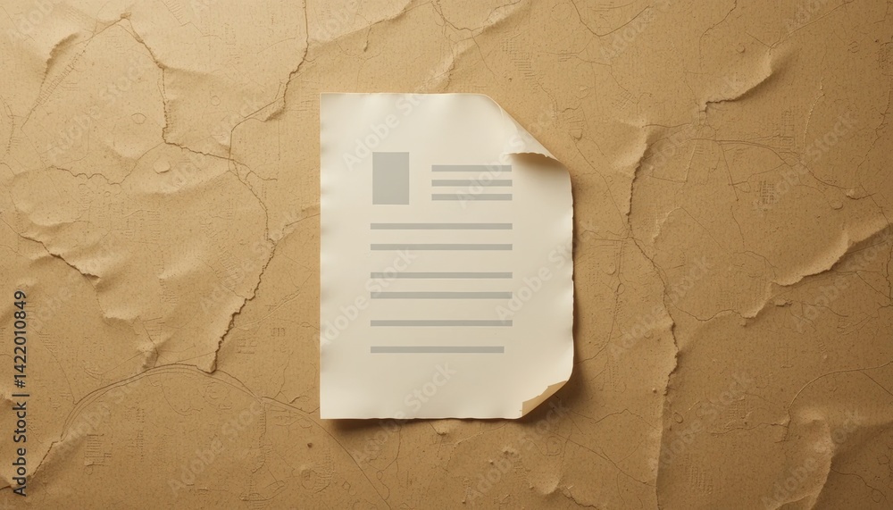 Poster document creation process office environment image content subtle textured background close-up view 
