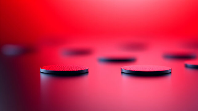 Abstract Red Background with Dark Circular Disks