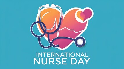International Nurses Day graphic with heart and heartbeat