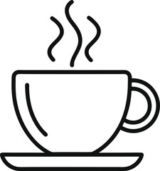hot tea or coffee cup  line art vector illustration on white background