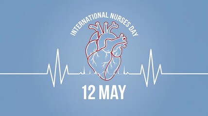 International Nurses Day graphic with heart and heartbeat