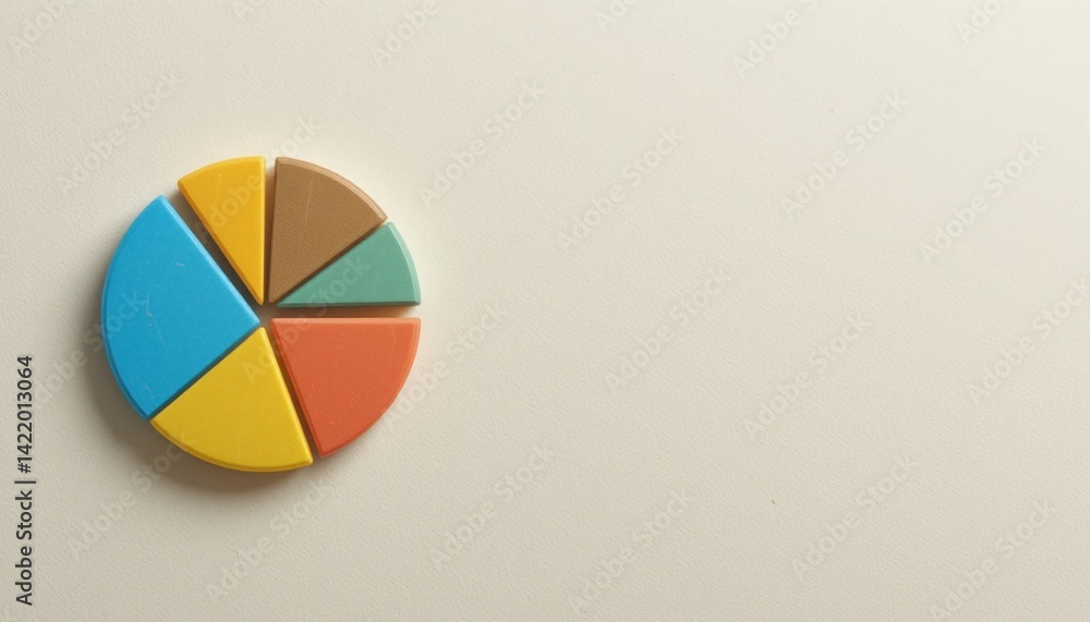 Poster analyzing data presentation trends with colorful pie chart visuals in business reports office enviro