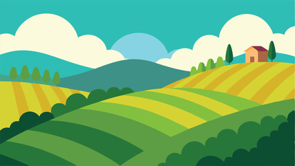 Obraz premium sunrise over lake and foggy morning fields