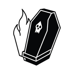 sarcophagus erupting with ghostly fire