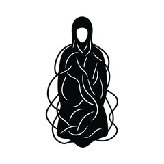 silhouette engulfed in chaotic scribbles