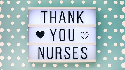 Thank You Nurses - Appreciation Message on Lightbox Against Dotted Wallpaper