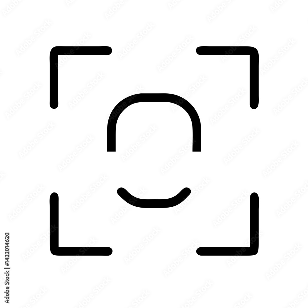 Poster face recognition biometric vector flat icon for security apps and websites