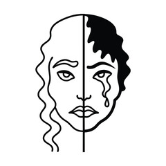 split face one side calm one side melting