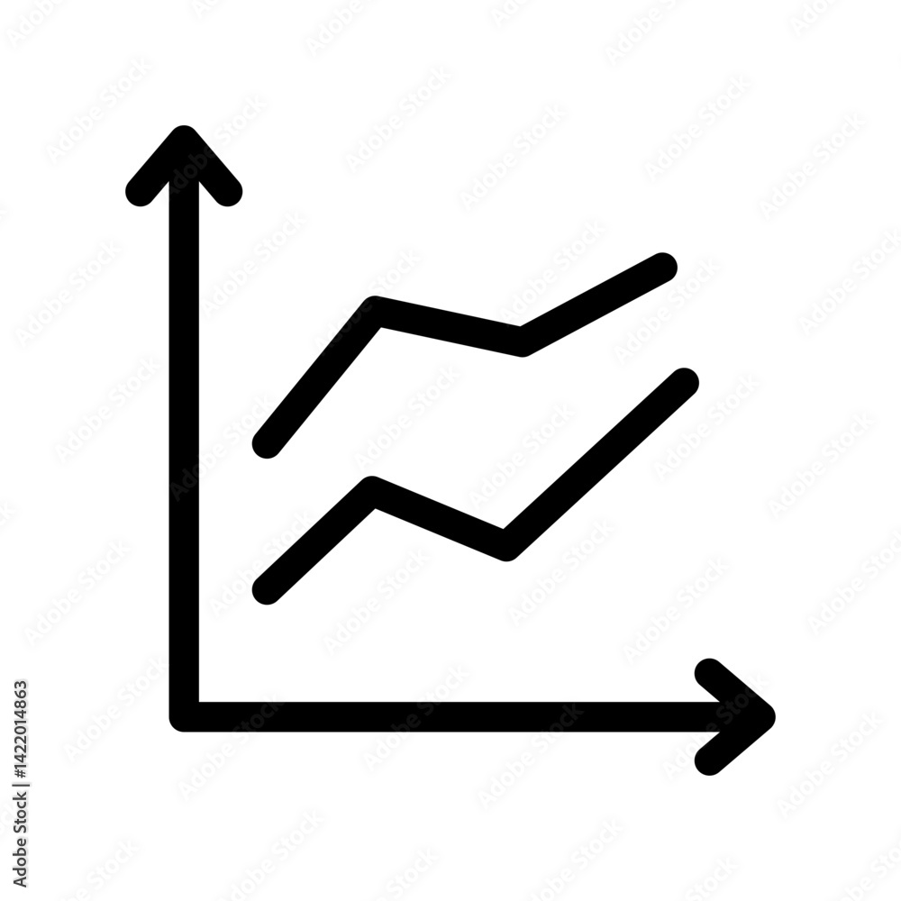 Poster line chart growth vector flat icon for analytics apps and websites