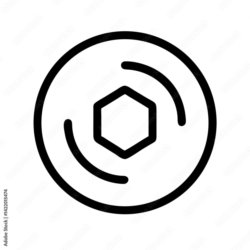 Poster token coin hexagon vector flat icon for gaming apps and websites
