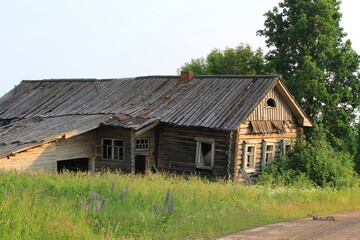 abandoned uninhabited houses in old villages from the times of collective farms and...