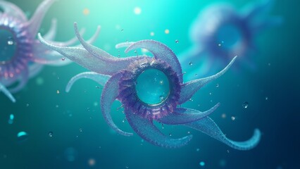 Microscopic blue biological patterns