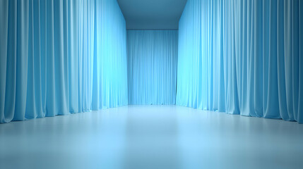 Abstract Blue Geometric Room Interior