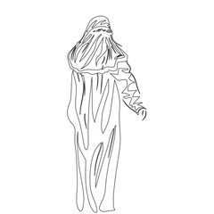 Adult Arabic Muslim Women in Abaya Icon Sign in Vector Art Black White Muslim Women Fashion Illustrator Outline Art