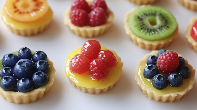 Mini tartlets with colorful fruit toppings