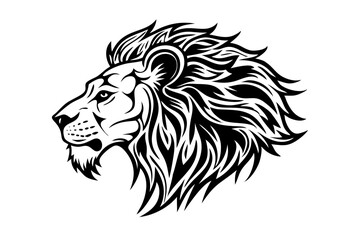 Lion Head Vector Illustration tattoo | Black and White Animal Mascot Graphic for Logos, Tattoos, and Brand Design