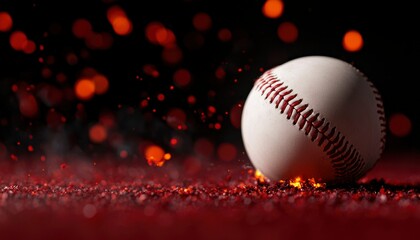 Baseball in fiery embers