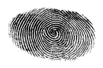 A unique fingerprint, a testament to individual identity, captured in stark black and white detail.