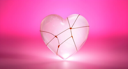 Light Pink Heart with Cracks and Rope holding the Heart Together