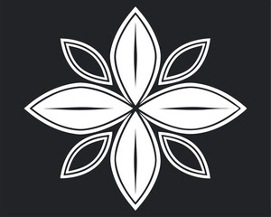 Elegant White Fleur-de-lis Ornamental Motif on Black Background