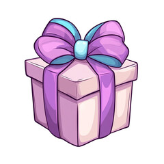 A pretty purple gift box with a big bow a perfect present