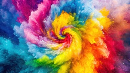 Vibrant swirling explosion of colorful powder.
