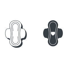 Female pad with wings icon. Women hygiene symbol. 