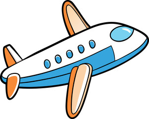Cute Cartoon Airplane Vector Illustration — Colorful Jet Aircraft Clipart in Flat Style for Kids and Educational Designs