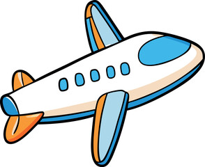 Fototapeta premium Cute Cartoon Airplane Vector Illustration — Colorful Jet Aircraft Clipart in Flat Style for Kids and Educational Designs