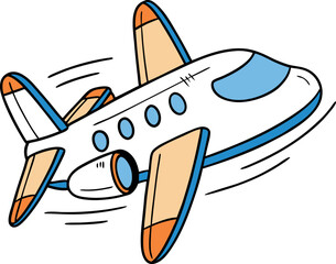 Cute Cartoon Airplane Vector Illustration — Colorful Jet Aircraft Clipart in Flat Style for Kids and Educational Designs